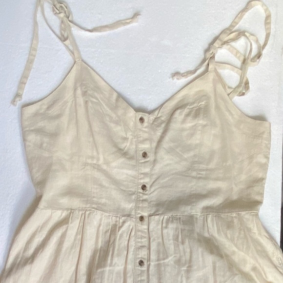 Aerie Women Babydoll Casual Linen Mini Dress in Ivory Size Large - Picture 6 of 11